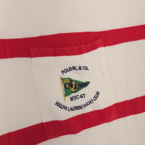 Polo By Ralph Lauren Casual Collared Short Sleeve Polo Shirt Mens 2XL White Red - Picture 4 of 10